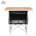 NPOT Bamboo Top Fold Up Collapsible Camping Table With Storage Bag Portable Camp Cabinet